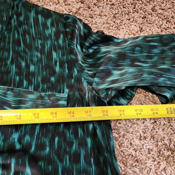 L' AGENCE Cameron Emerald Green Abstract Ikat Maxi Shirt Dress 100% Silk Small - Picture 7 of 7
